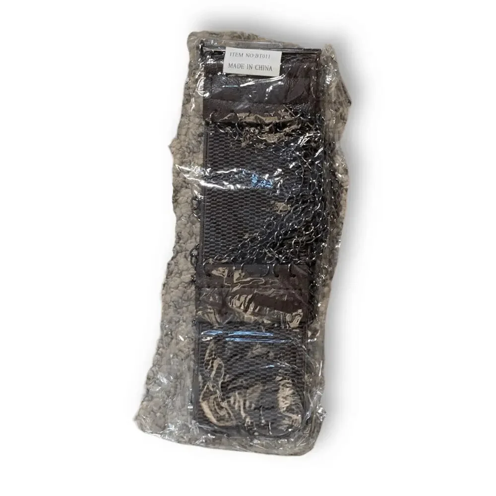 Vintage Y2K Brown‎ Leather Layered Chain Belt Festival Statement Edgy Accessory